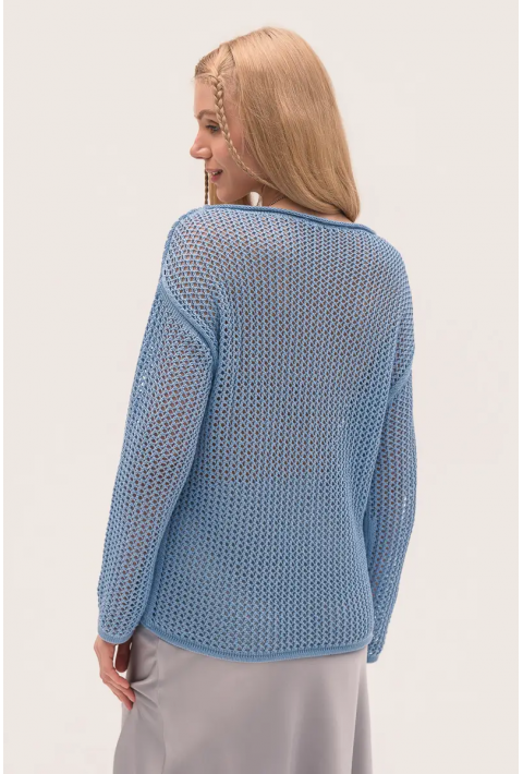 Openwork Knit Sweater Eco Colletion Lyseblå