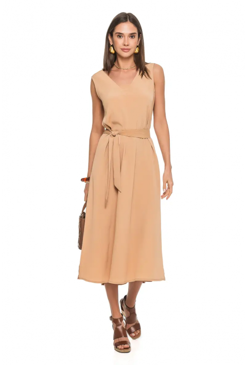 Sleeveless Knit Dress Beige