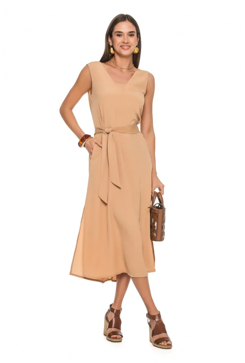 Sleeveless Knit Dress Beige