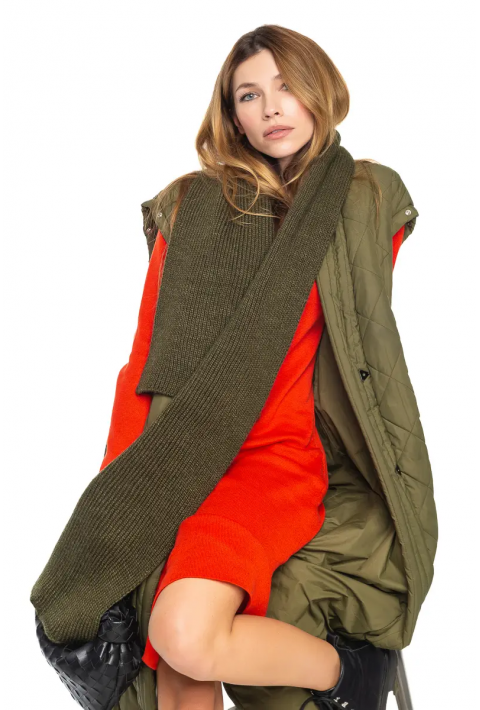 Wool Knit Scarve Army green