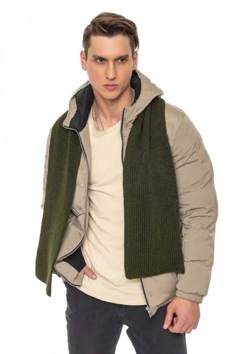 Soft-Touch Wool Knit Scarve Army green