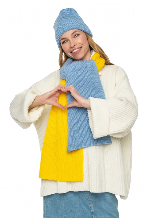 Wool Knit Hat and Scarve Yellow/Blue