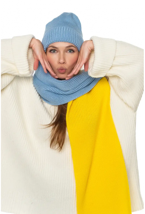 Wool Knit Hat and Scarve Yellow/Blue