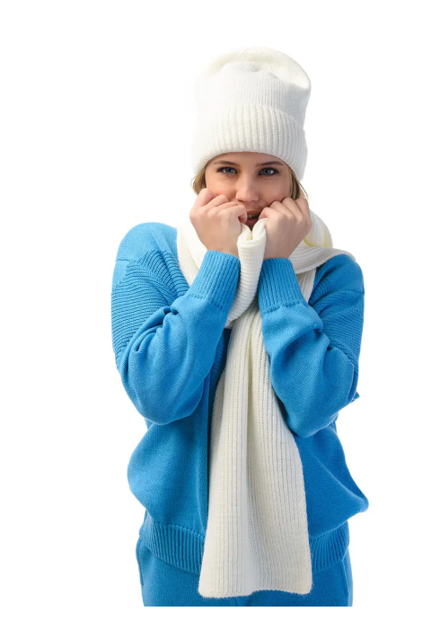 Wool Knit Hat and Scarve Mælk