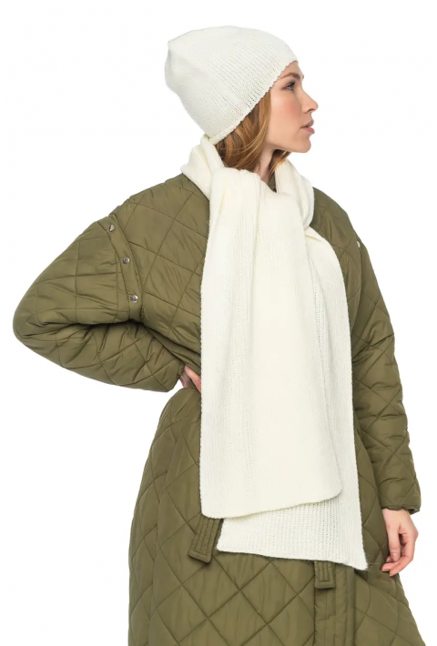 Wool Knit Hat and Scarve Milk