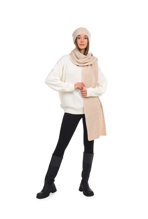 Wool Knit Hat and Scarve Rose