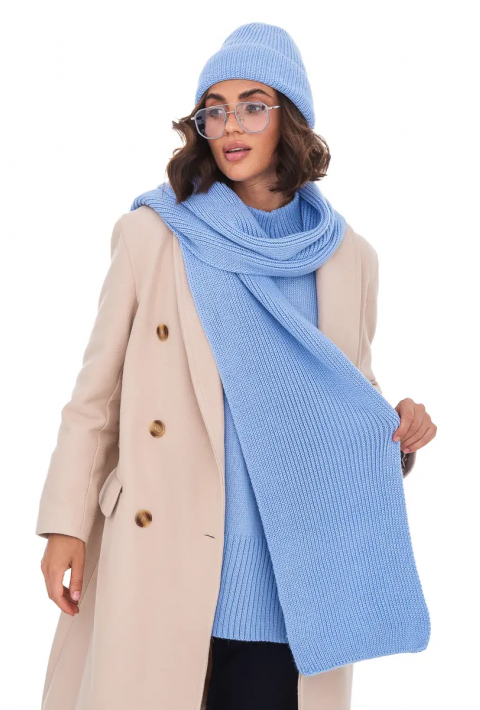 Wool Knit Hat and Scarve Light blue