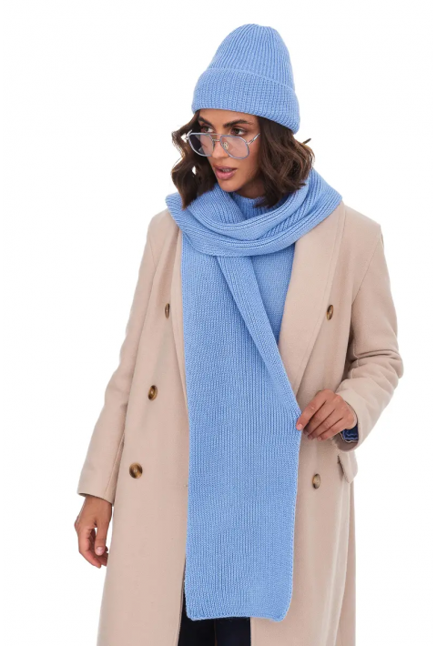 Wool Knit Hat and Scarve Light blue