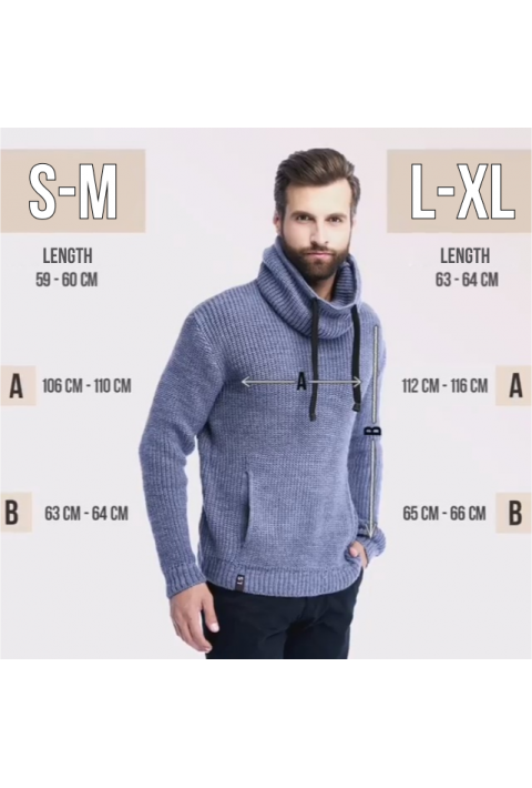 Loose T-neck Knit Sweater Dark Blue