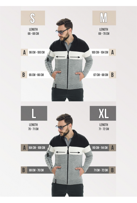 Zip Knit Cardigan Grey