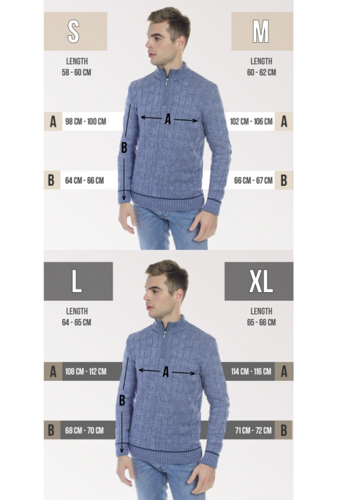 Soft Touch T-neck Zip Knit Sweater Jeans