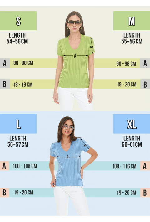 Short Sleeves Knit Jumper Light blue