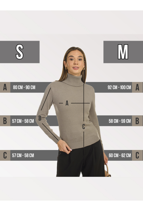 Soft Touch T-neck Knit Jumper Sand