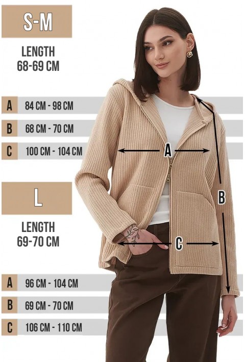Knit Cardigan Zip Sand