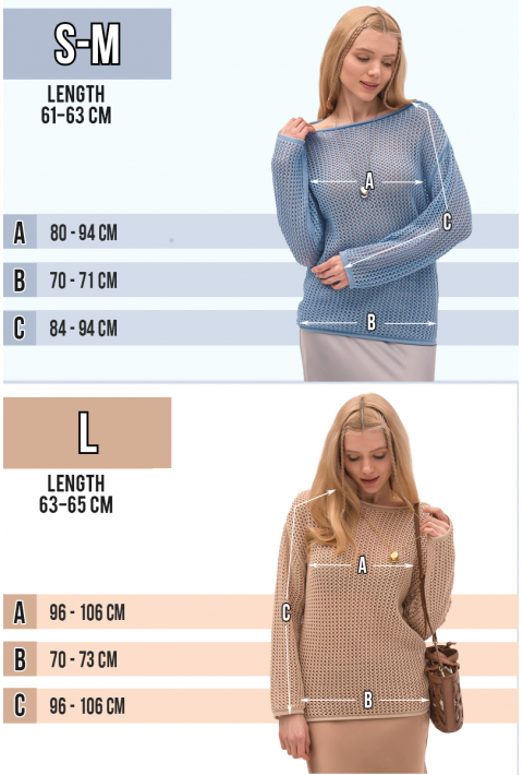 Openwork Knit Sweater Eco Colletion Lyseblå