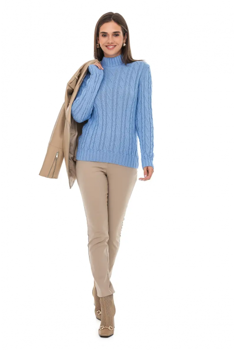 Soft Touch T-neck Knit Sweater Light blue