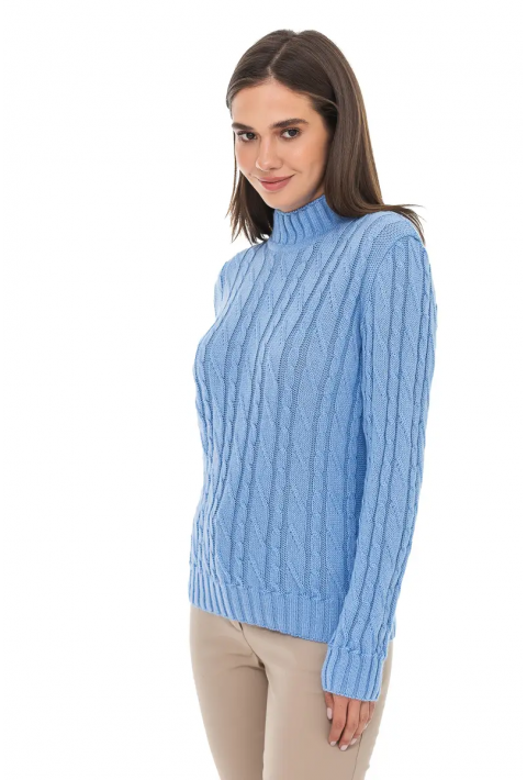 Soft Touch T-neck Knit Sweater Light blue