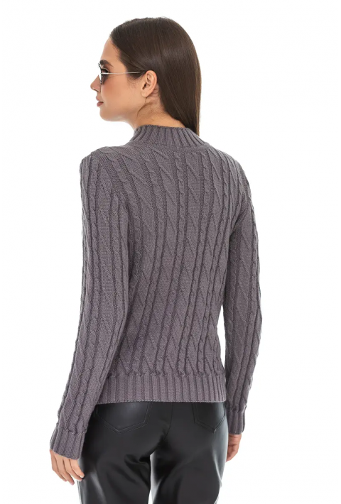 Soft Touch T-neck Knit Sweater Grey