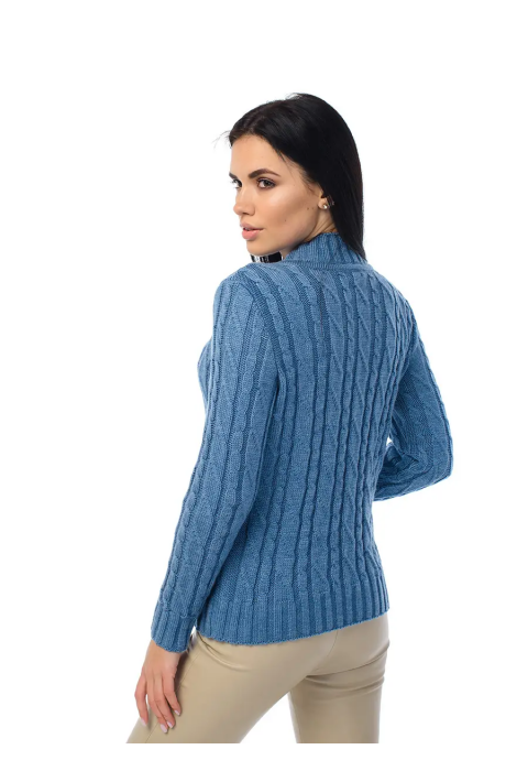 Soft Touch T-neck Knit Sweater Blue