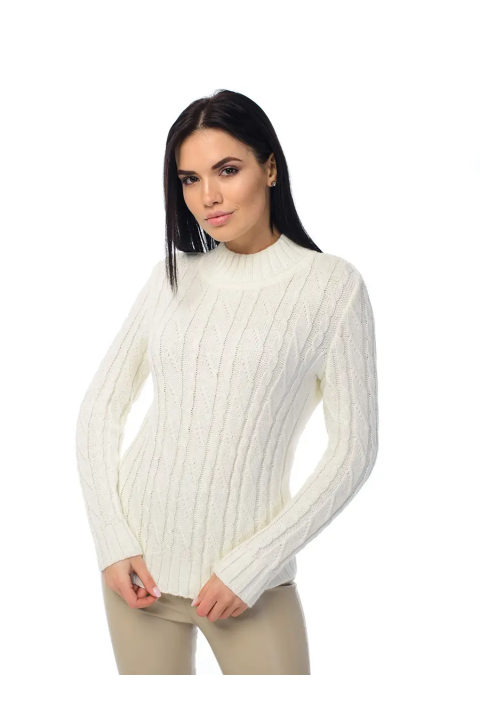 Soft Touch T-neck Knit Sweater Cream