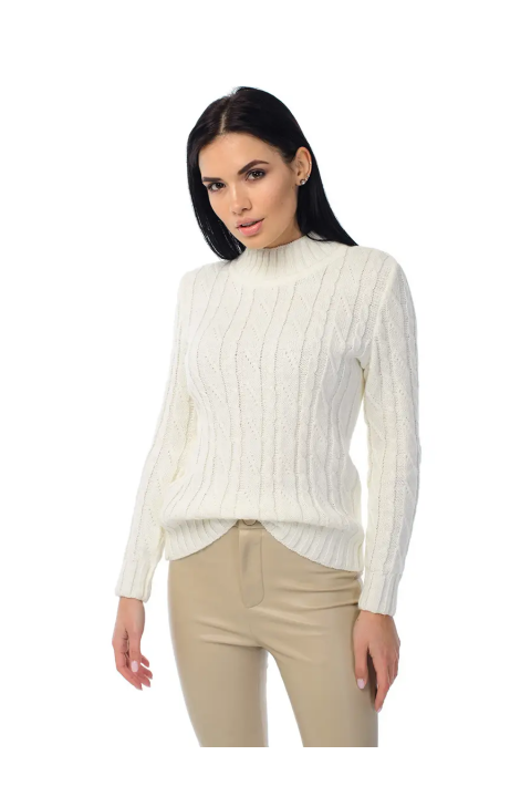 Soft Touch T-neck Knit Sweater Cream