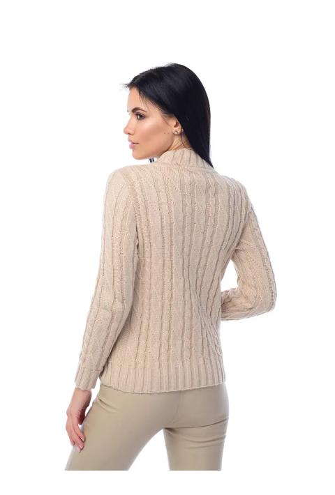 Soft Touch T-neck Knit Sweater Beige