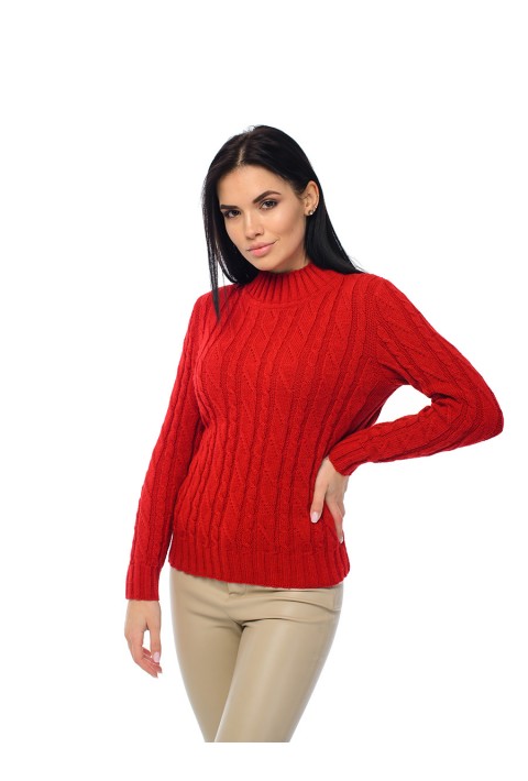 Soft Touch T-neck Knit Sweater Red