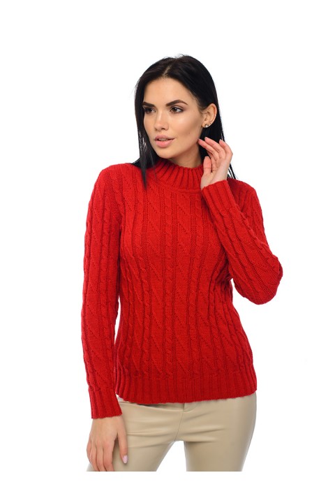 Soft Touch T-neck Knit Sweater Red