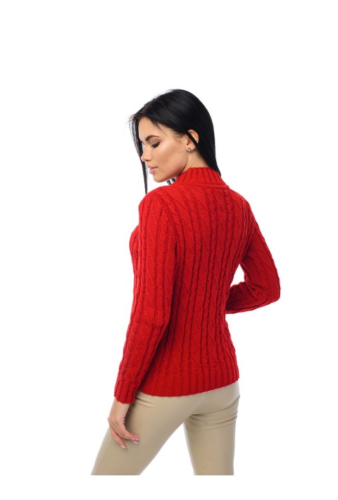 Soft Touch T-neck Knit Sweater Red