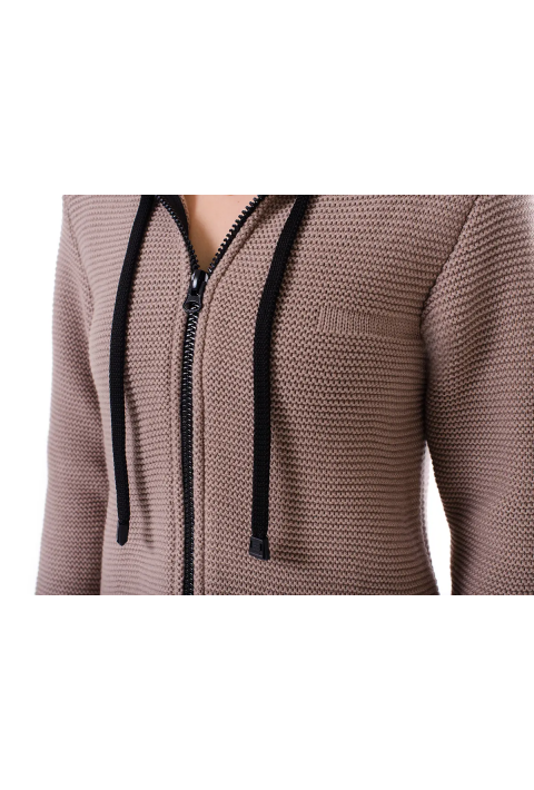 Knit Cardigan Zip Sand