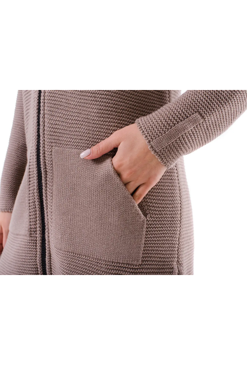 Knit Cardigan Zip Sand