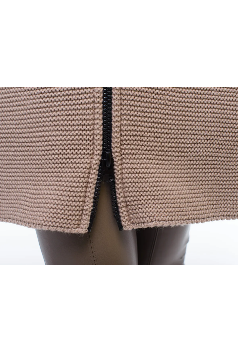 Knit Cardigan Zip Sand