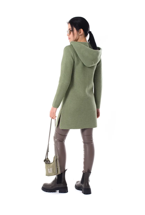 Knit Cardigan Zip Green