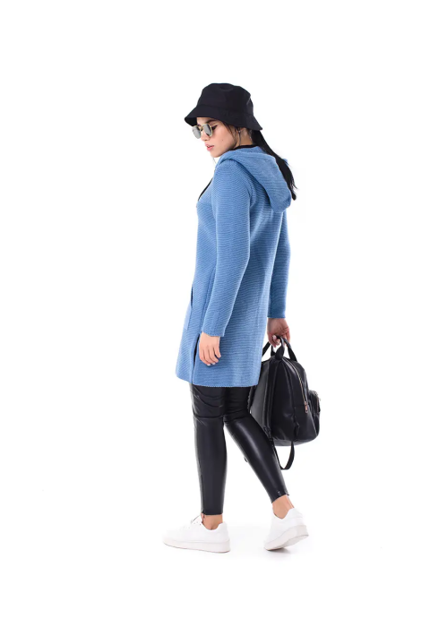 Knit Cardigan Zip Blue
