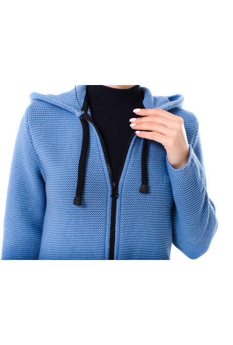 Knit Cardigan Zip Blue