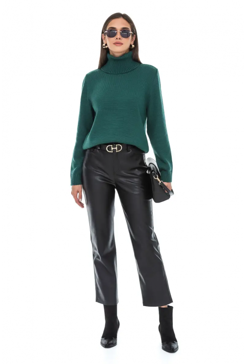 Turtleneck knit pullover mørkegrøn