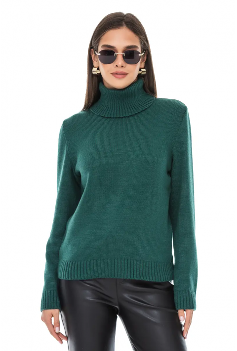 Turtleneck knit pullover mørkegrøn