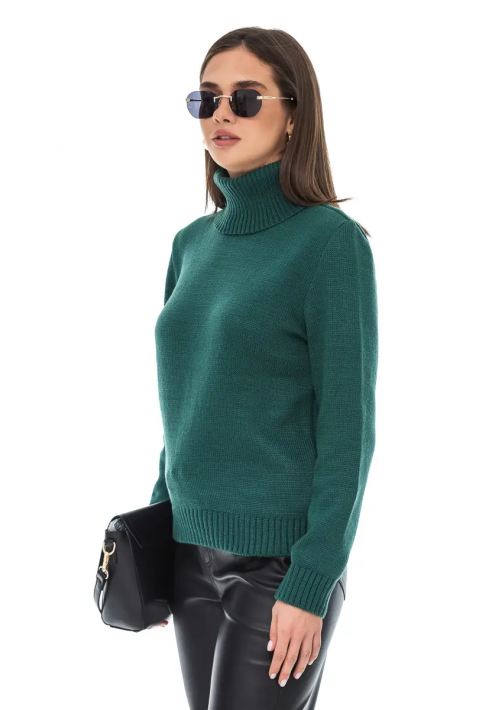 Turtleneck knit pullover mørkegrøn
