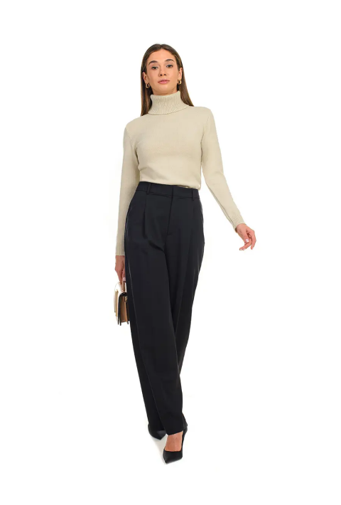 Soft Touch T-neck Knit Jumper Cream