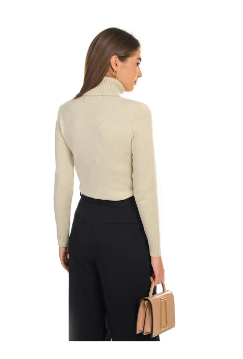 Soft Touch T-neck Knit Jumper Cream