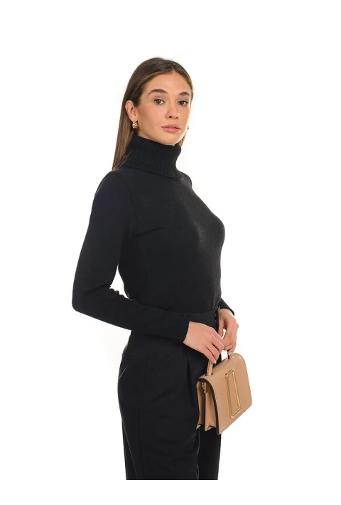Soft Touch T-neck Knit Jumper Black