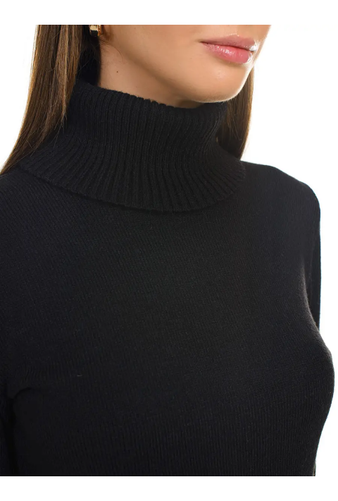 Soft Touch T-neck Knit Jumper Black