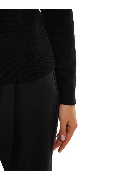 Soft Touch T-neck Knit Jumper Black
