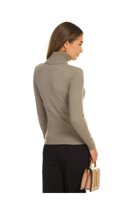 Soft Touch T-neck Knit Jumper Sand
