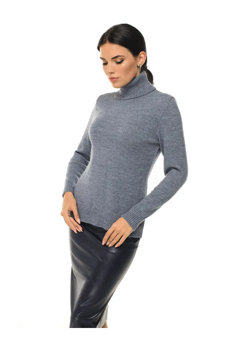 Soft Touch T-neck Knit Jumper Blue