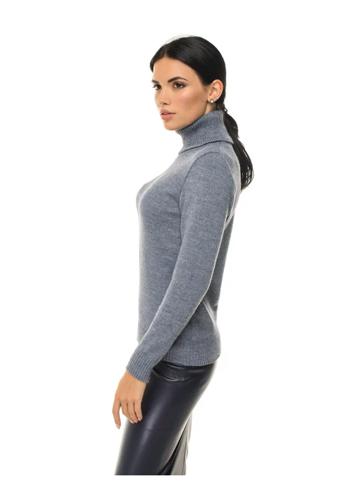 Soft Touch T-neck Knit Jumper Blue