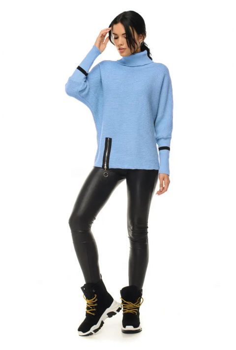 T-neck Knit Jumper Light blue