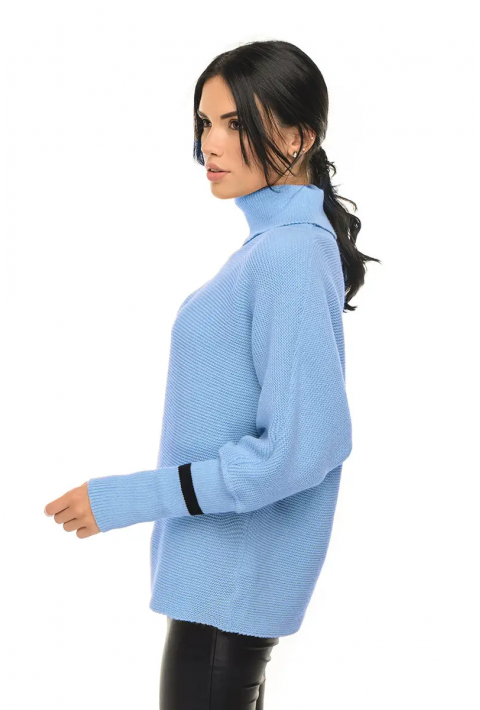 T-neck Knit Jumper Light blue