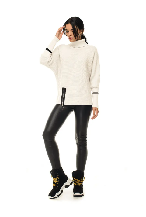 T-neck Knit Jumper Creame