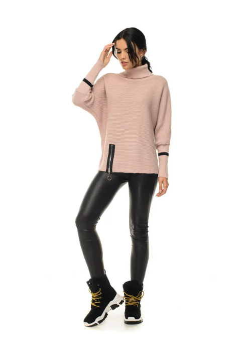 T-neck Knit Jumper Rose